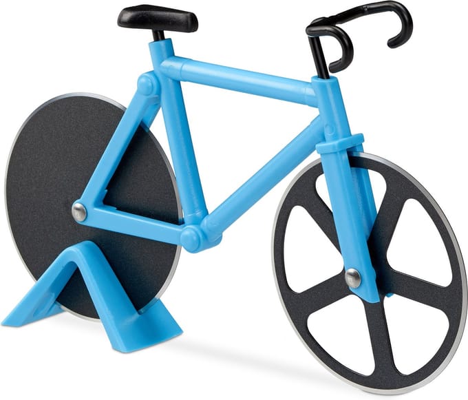Relaxdays 1x pizzasnijder fiets - pizzames racefiets - pizzaroller origineel