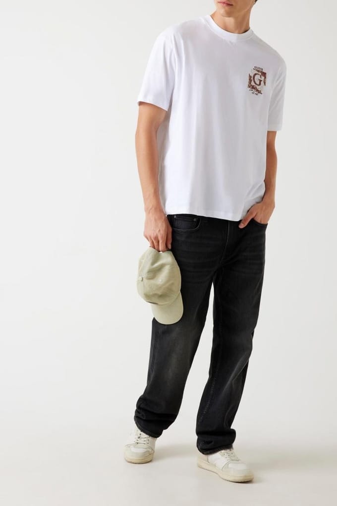 GUESS Cn Ss Back Paisley P Pure White Taglia: S | Magliette basic Outlet | Uomo | Bianco