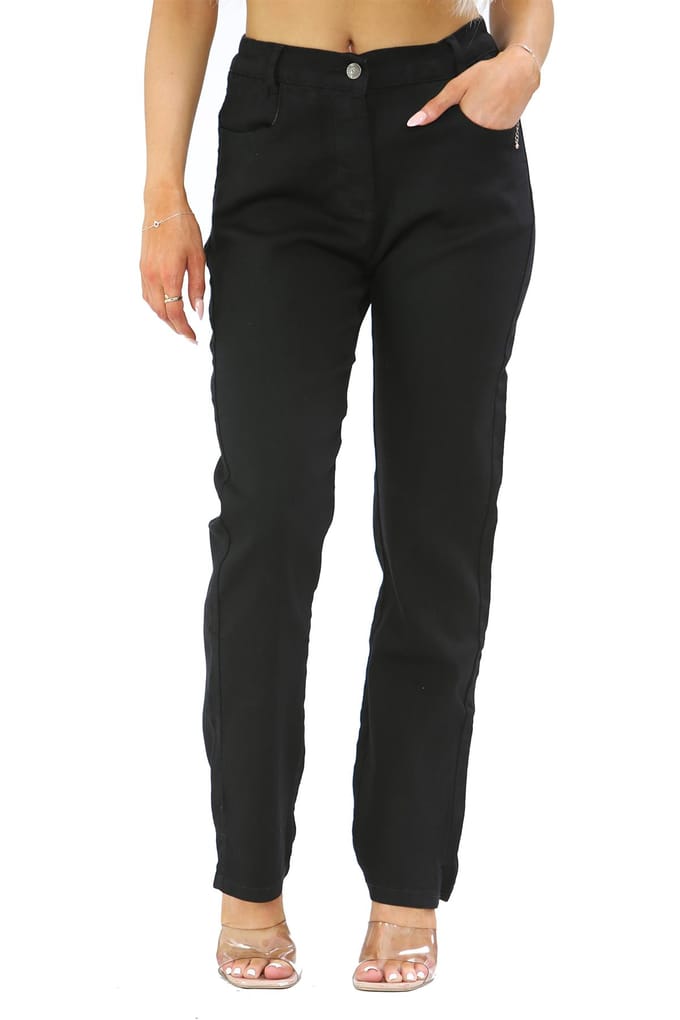 MYT Damesjeans met elastische taille aan de zijkant in zwart