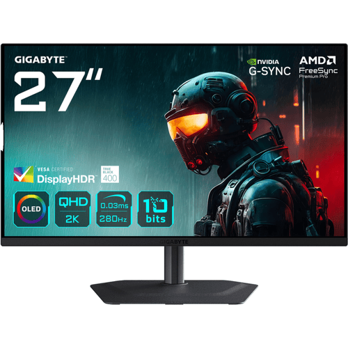 27" GIGABYTE MO27Q2A - 2560x1440 (QHD) - 280Hz - OLED - 18W USB-C - KVM switch