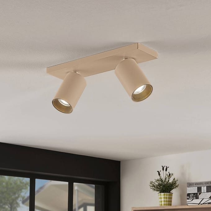 Arcchio spot Brinja, bruin, hoekig, Ø 6 cm, 2-lamps, GU10