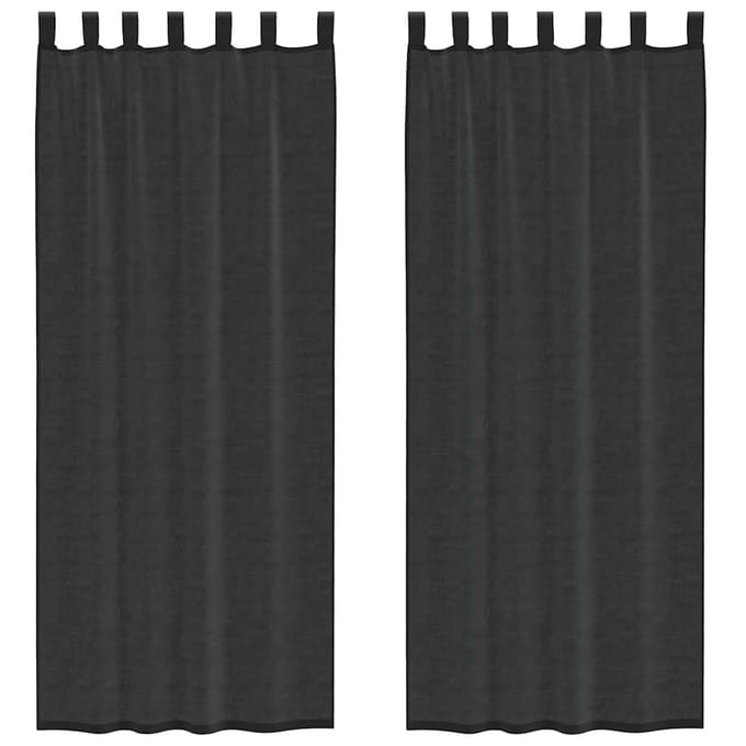 vidaXL - Gordijnen - voile - met - tab - top - 2 - st - zwart