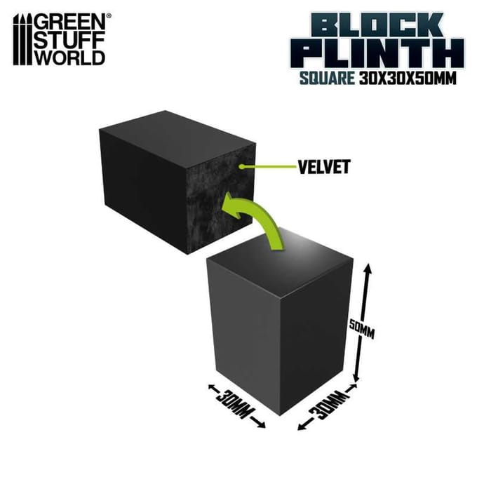 Green Stuff World Displaystandaard, Vierkant Prismablok, 3cm x 3cm, Zwart, Hobby Accessoire, GSWD-5810 black