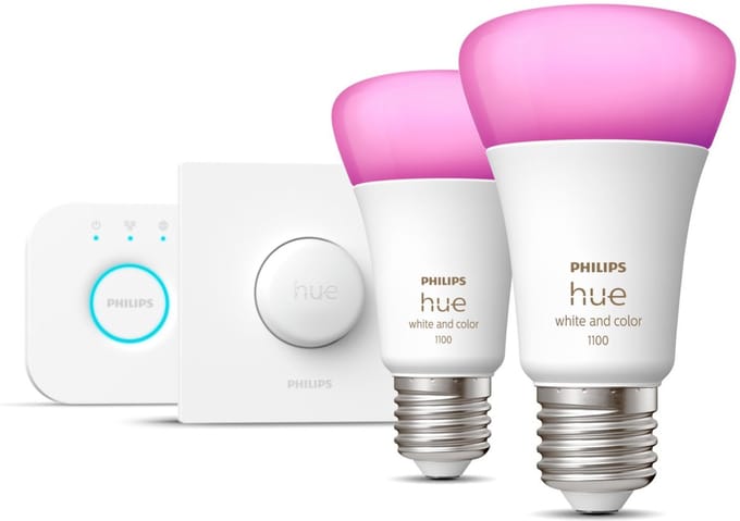 Philips Hue starterkit - White and Color Ambiance - 2 x 9W - E27 - 1100lm + Bridge & Smart Button