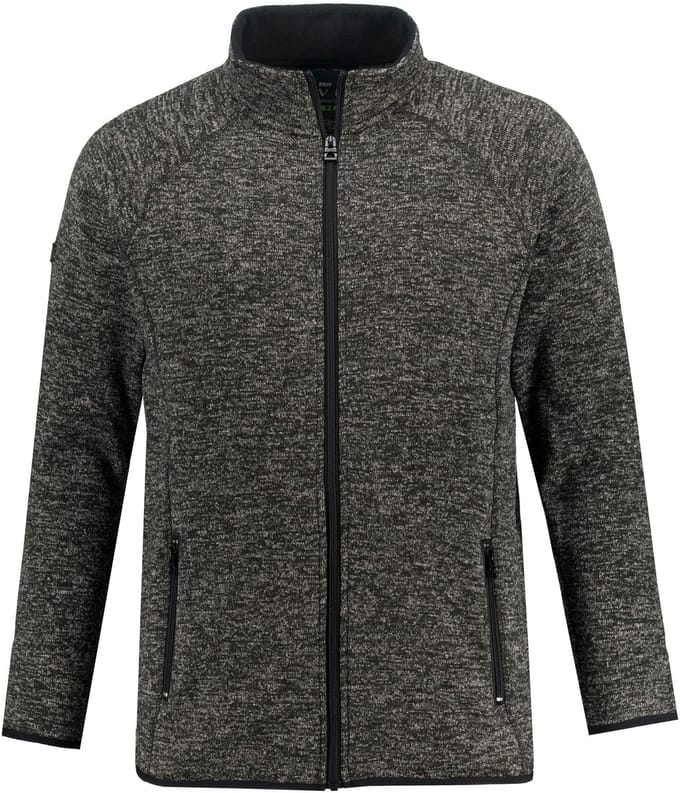 JAY-PI - Heren - Jasje van gebreid fleece - Grijs melange - Maat L
