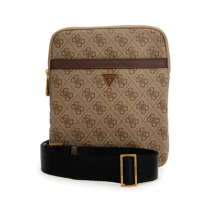 GUESS Schoudertas Vezzola Smart Crossbody Flat Bag Beige / Brown Bruine