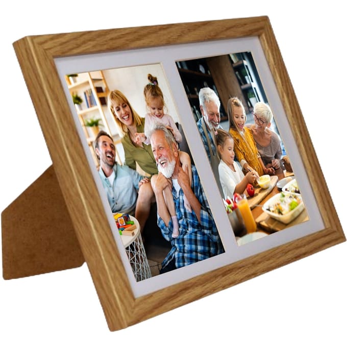 BASIC Serie - Fotolijst - 17x23 cm - Dubbelframe - MDF - Eiken