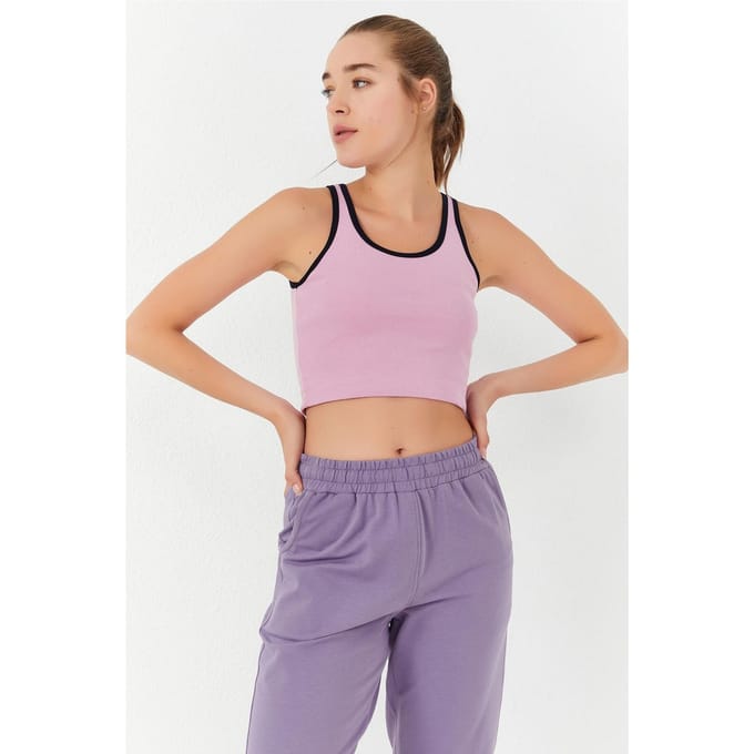 Geribbelde Mouwloze Crop Top