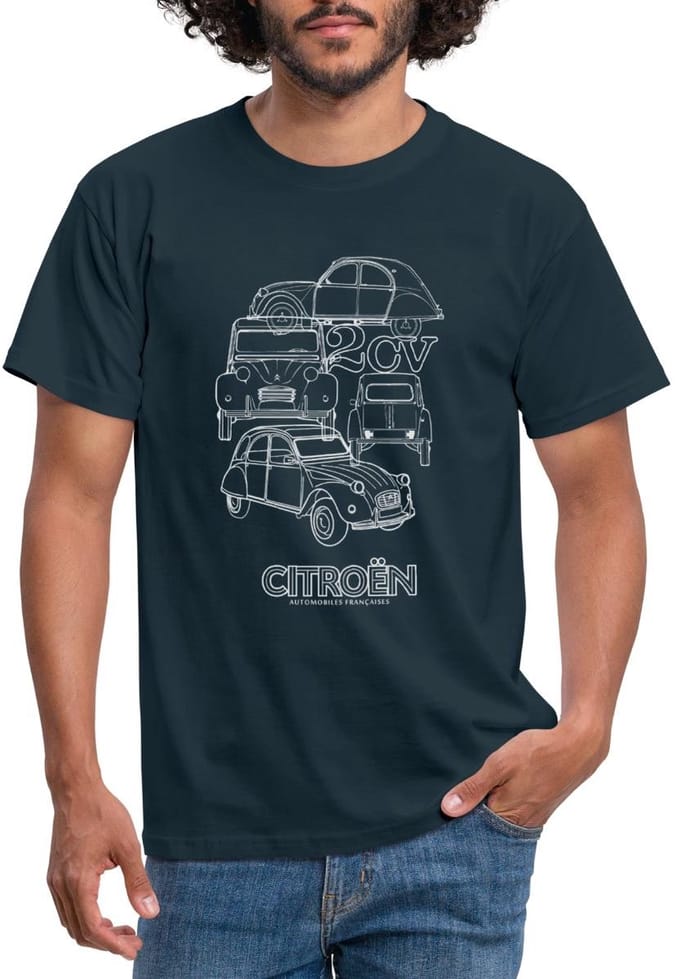 Citroën 2CV Modellen Schetsen T-Shirt Heren