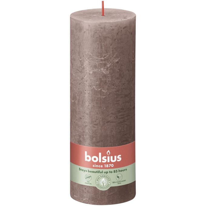 Bolsius Stompkaars Rustic Taupe Ø68 mm - Hoogte 19 cm - Taupe - 85 Branduren