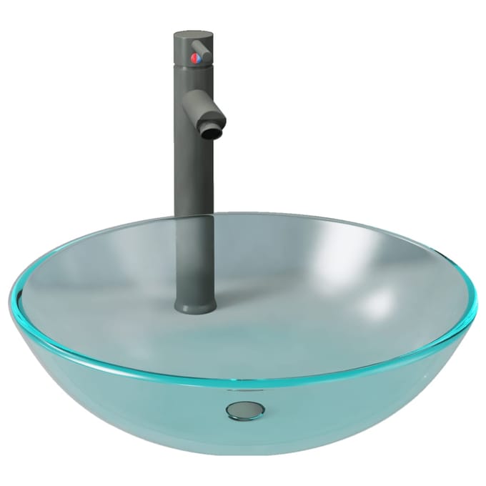 vidaXL - Wastafel - met - kraan - en - pop-up - afvoer - mat - gehard - glas
