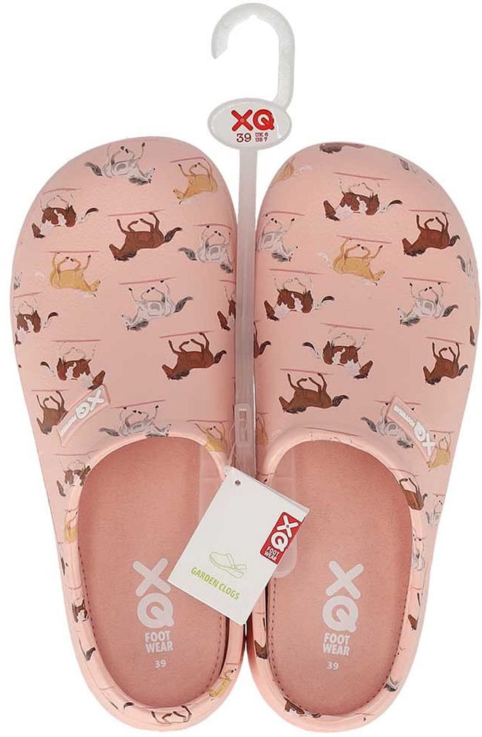 xq tuinklomp dames - roze paarden print - maat 38