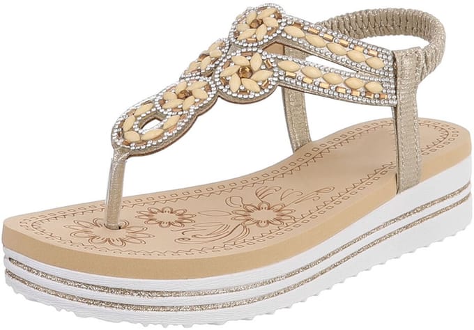 Damessandaal sleehak met strass en elastische hielband Mt:36