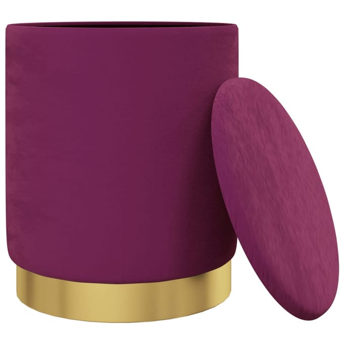 vidaXL - Hocker - met - opbergruimte - rond - fluweel - 31 - x - 37 - cm - paars
