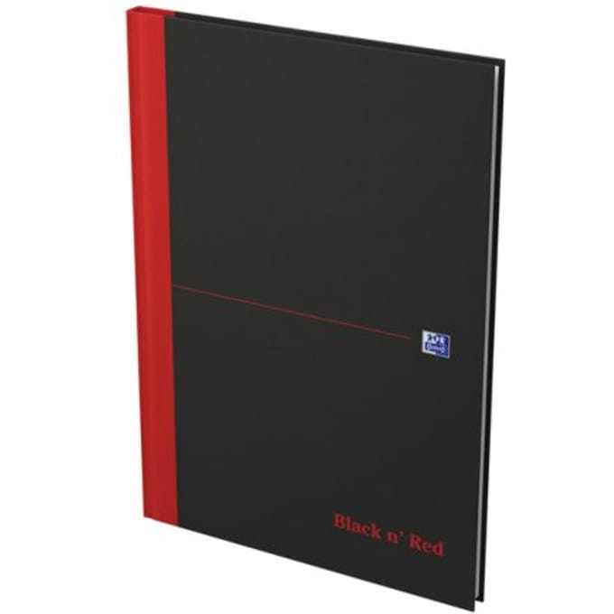 NOTITIEBOEK OXFORD BLACK AND RED A4 96VEL GELINIEERD ASS.