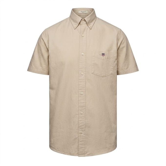 Gant Heren Oxford Normaal Overhemd Met Korte Mouwen (Beige)