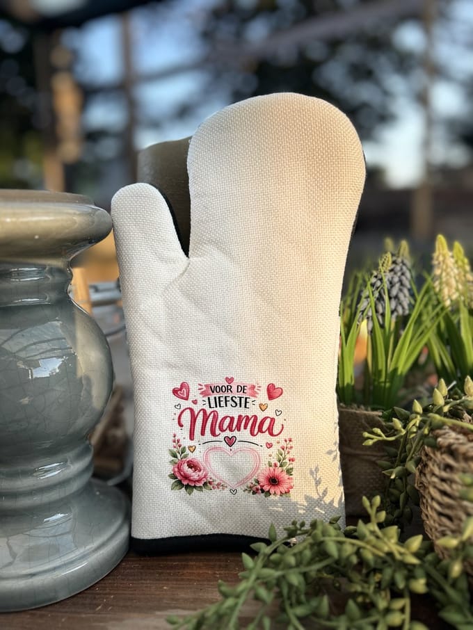 Creaties van hier - Ovenhandschoen Voor de liefste mama - ovenwant - moederdag