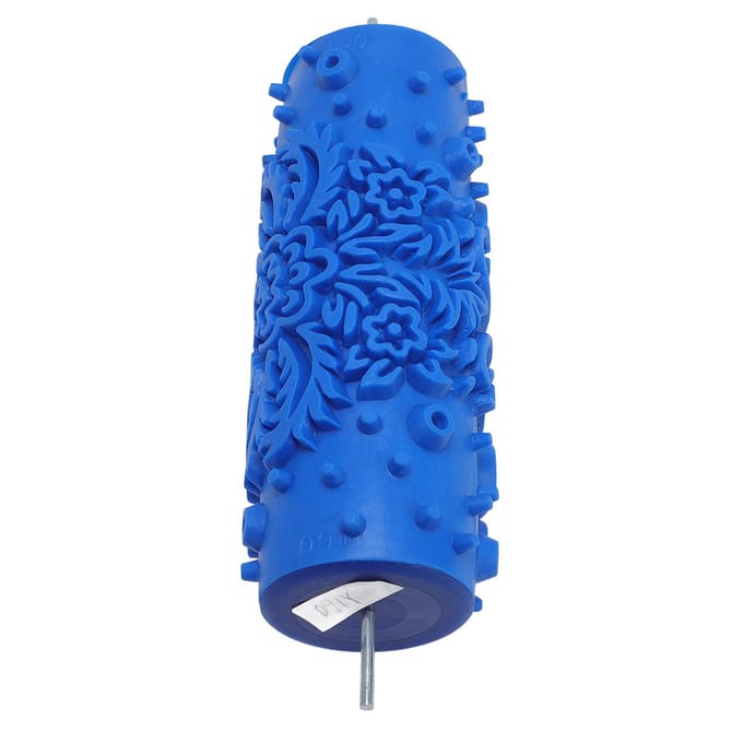 5 Inch Patroon Verfroller Wasbaar Herbruikbaar Decoratieve Kunst Patroon Textuur Rubber Roller voor Muur blue