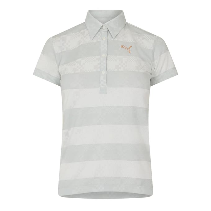 Puma Poloshirt met gestreepte rand voor dames (Grijs/Wit)
