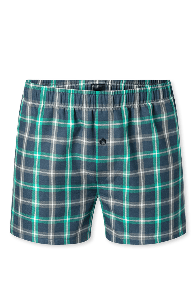 Boxershorts, set van 2, geweven stof, geruit patroon, blauw/groen - Boxershorts multipacks 152