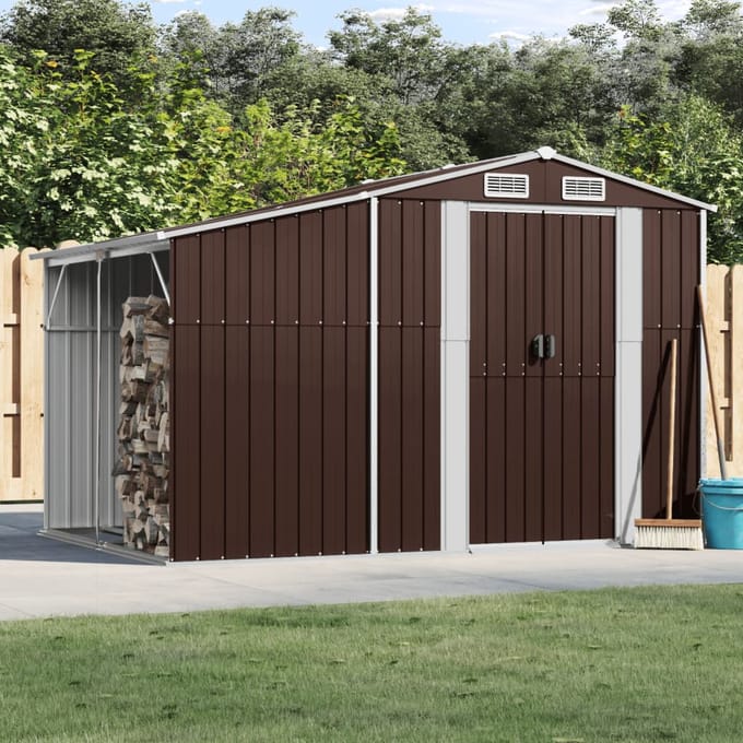 vidaXL - Tuinschuur - 277x192,5x179 - cm - gegalvaniseerd - staal - bruin