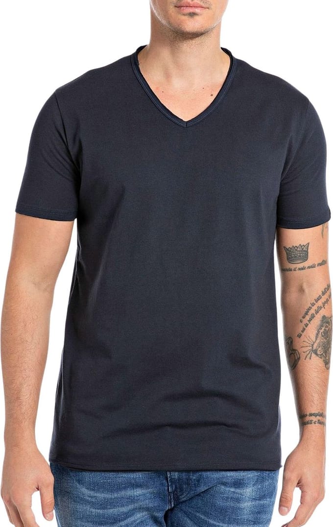 Replay Raw Cut V-neck Shirt Heren - Maat XL