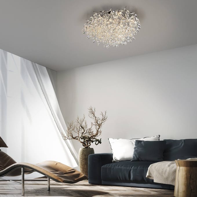 Paul Neuhaus Ricicle plafondlamp, kristallen pendel, Ø 60 cm