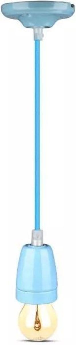 Retro porseleinen lamp - BLAUW - E27 fitting - pendel