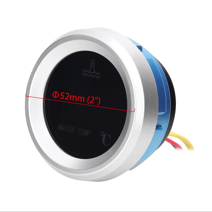52 mm watertemperatuurmeter auto digitale meter LED-display 9-36V met temperatuursensoralarm zwart