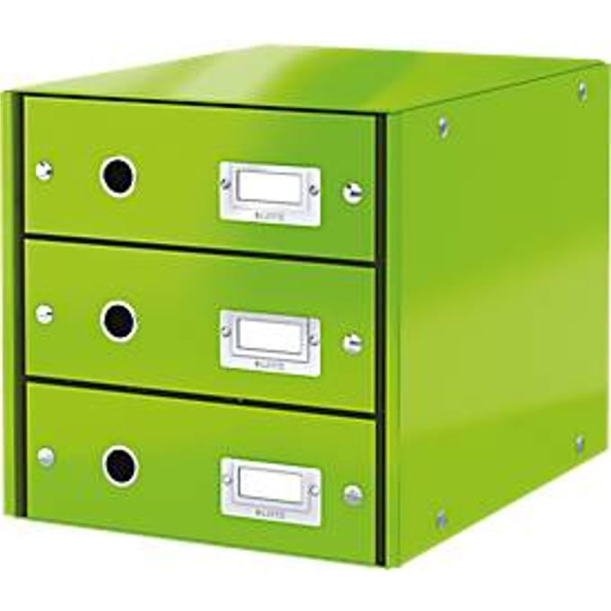 Leitz Wow Click & Store Ladekast Met 3 Laden - 81% Gerecycled Karton - Voor A4 Formaten - Ruimtebesparende Opberger - Groen