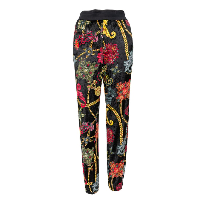 Versace Bloemige Barok Velvet Broek - '10s