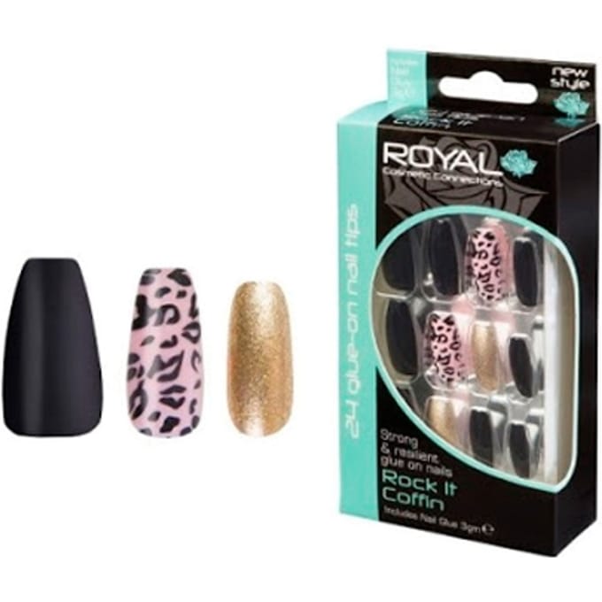 Koninklijke kunstnagels Rock It Coffin - 24 stuks.
