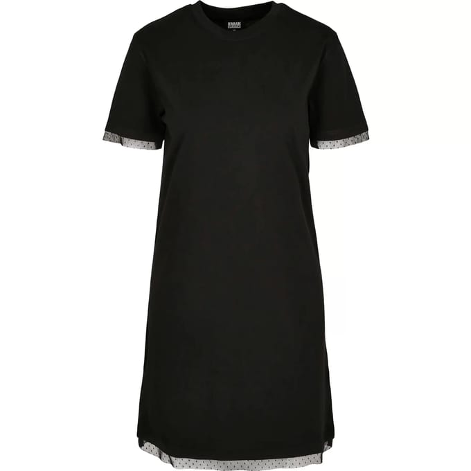 Urban Classics - Boxy Lace Hem Korte jurk - S - Zwart