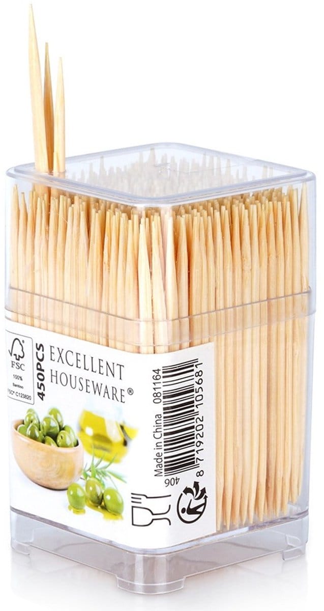 Excellent Houseware - Bamboe Cocktailprikkers - 6 cm - 450 stuks - Tweezijdig