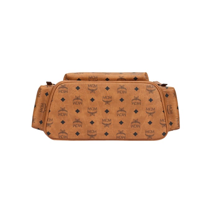 MCM Stark Messing Metaal Decor Gecoat Canvas En Leer Rugzak Damesrugzak Cognac-Brandy MMKFSVE05CO001 Basic Set (Bag+Dust Bag)