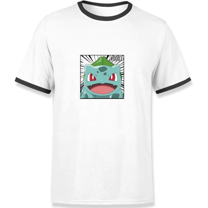 Pokémon Pokédex Bulbasaur #0001 Men's Ringer T-Shirt - White/Black - XL