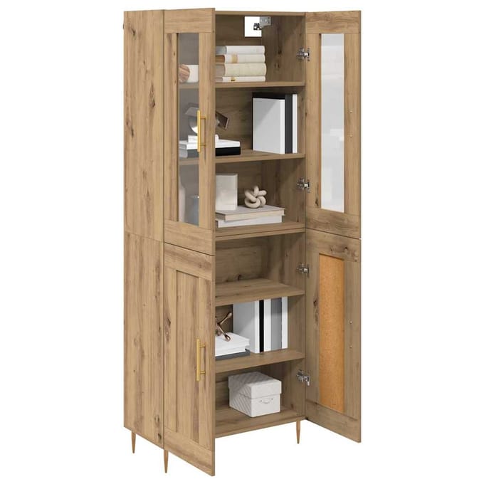 vidaXL - Highboard - 2 - st - Artisan - Eiken - 69,5 - x - 34 - x - 180 - cm - Bewerkt - hout