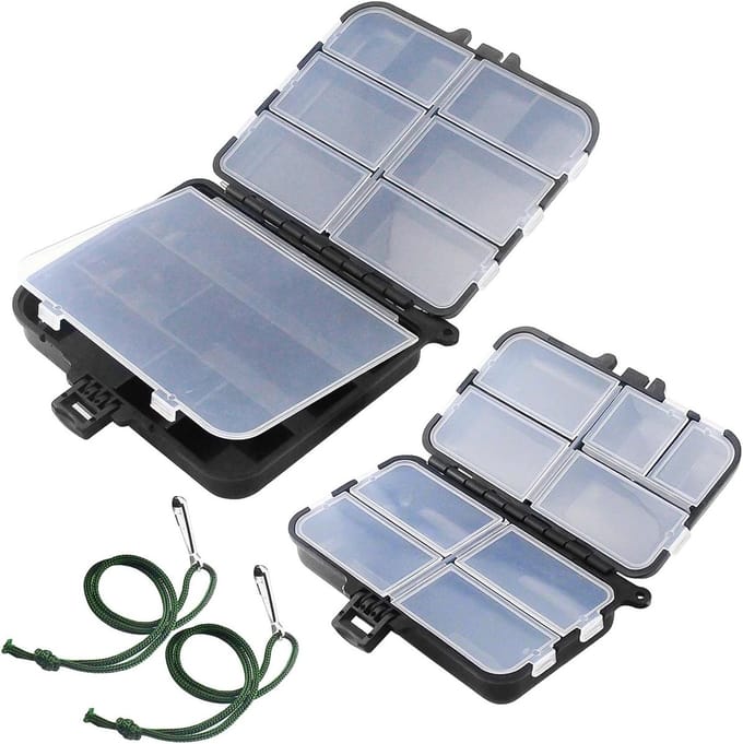 Waterdichte visdoos set van 2 met 7 en 9 compartimenten voor professionele vissers en accessoires