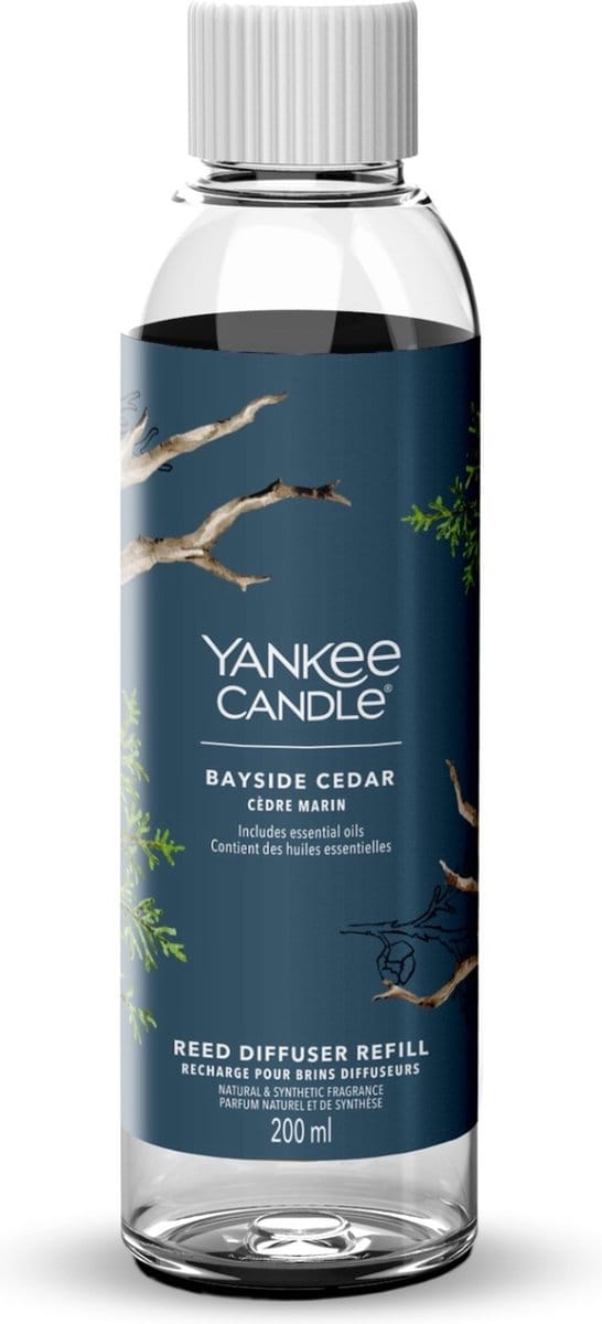 Yankee Candle - Navulling voor Geurstokjes 200 ml - Bayside Cedar