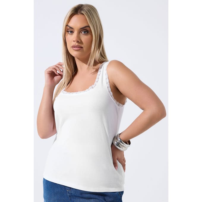 Limited Collection Witte Top Met Kanten Rand Size 48
