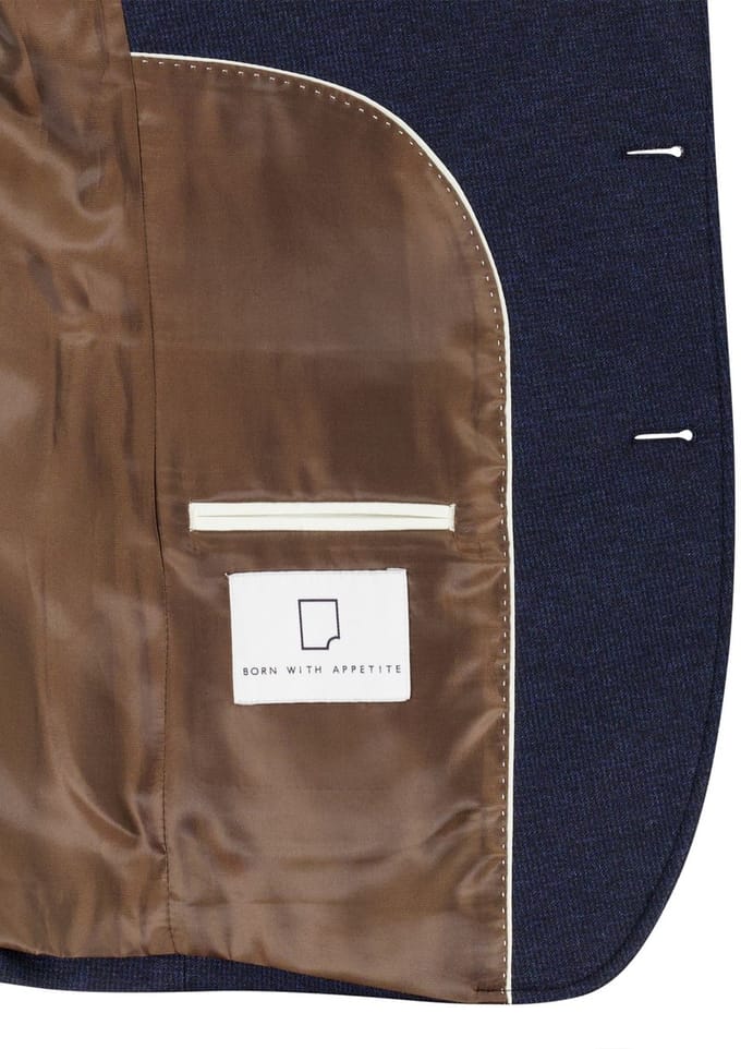 colbert Born With Appetite effen donkerblauw slim fit