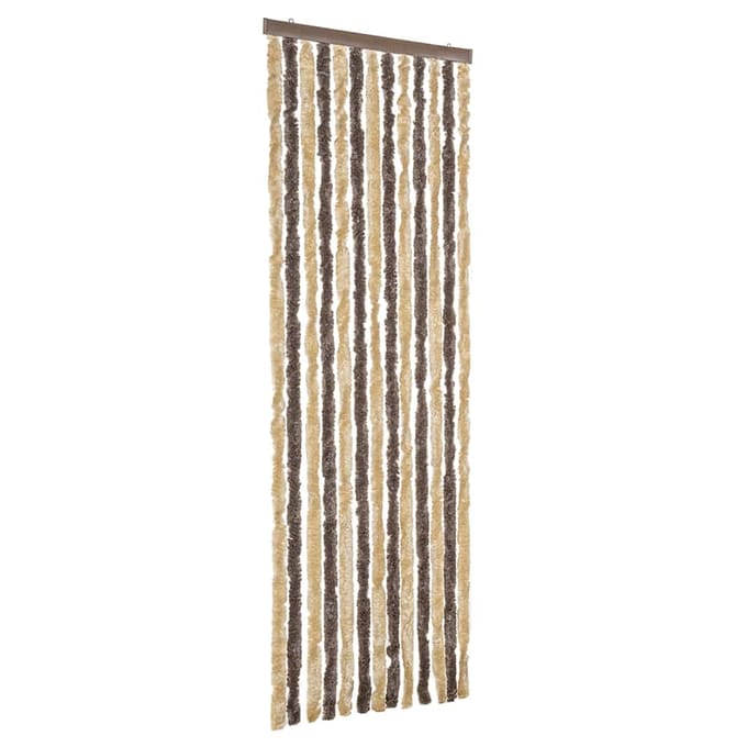 vidaXL - Vliegengordijn - 56x185 - cm - chenille - donkerbruin - en - beige