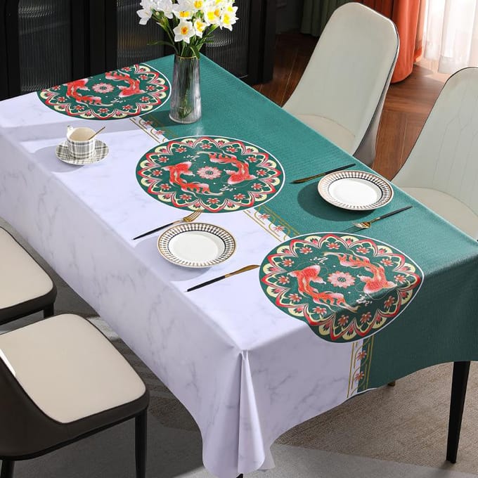 Nappe de table ménagère Imperméable Résistante à l'huile et aux hautes températures Nappe en PVC Nappe de table basse Rectangulaire Simple 90x150cm blue