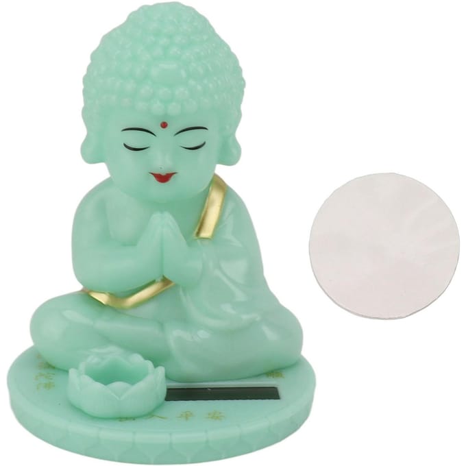 Statue de Bouddha lumineuse à énergie solaire, jouet pour tableau de bord de voiture white
