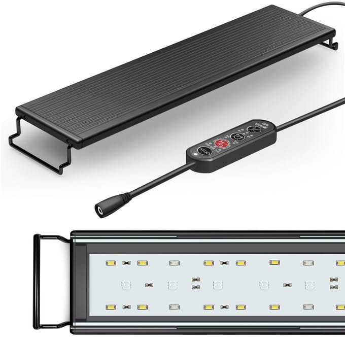 24/7 verlichting Full Spectrum Aquariumverlichting 18W LED-vistankverlichting met uitschuifbare beugel EU Plug zwart