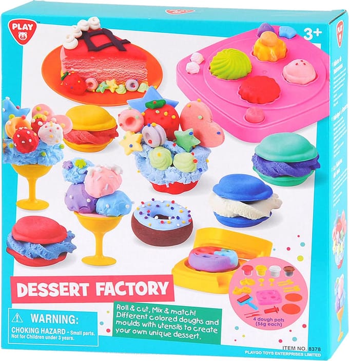 Play klei speelgoed Toetjes Fabriek set met 4 potjes - creatief knutselen.