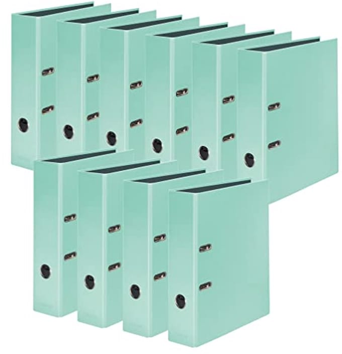 10 stuks Pastellkleurige Ordners voor DIN A4 - Mint Groen - 8 cm Breed