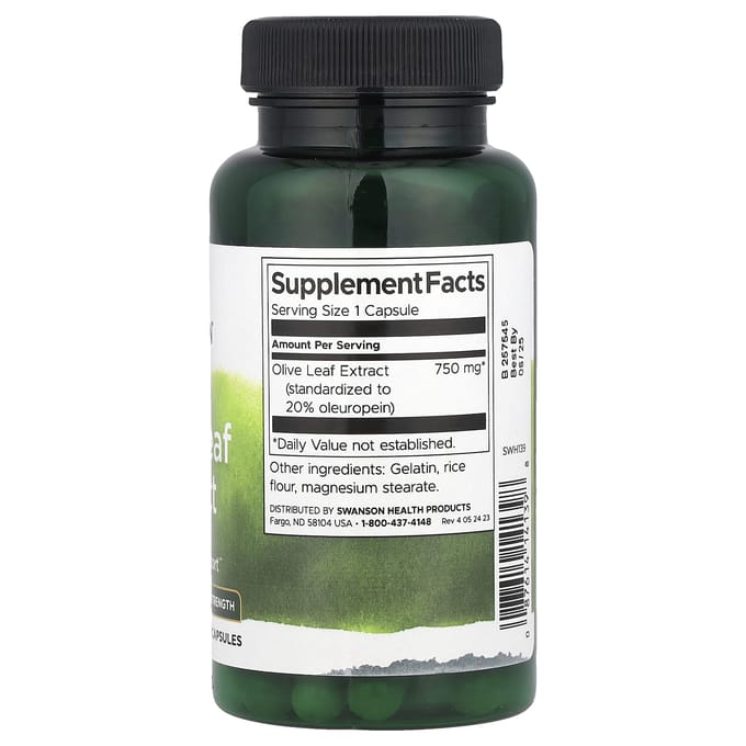 Olijfbladextract, Extra Sterkte, 750 mg, 60 capsules
