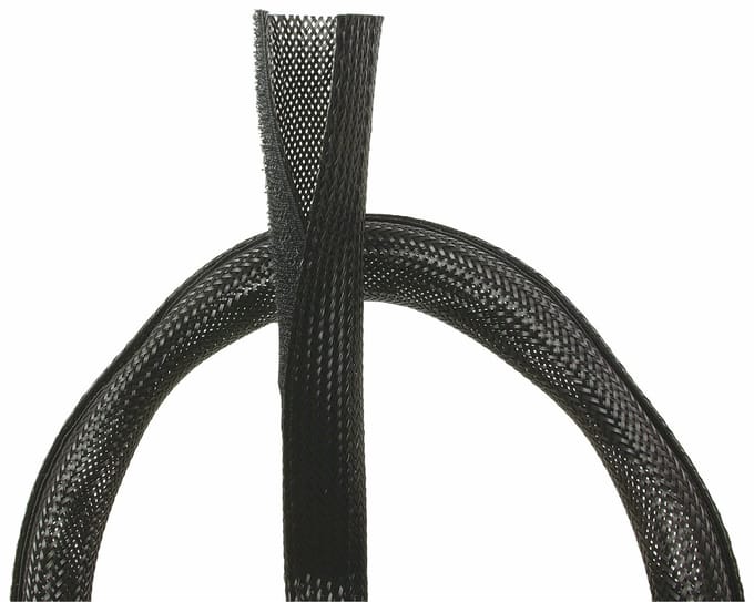 Polyester kabelsleeve | klittenband sluiting | 32 mm | zwart | 2 meter