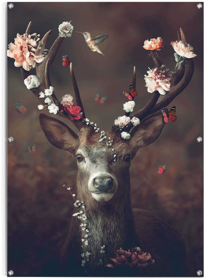 Tuinposter Hert - 140 x 100 - Canvas - REINDERS